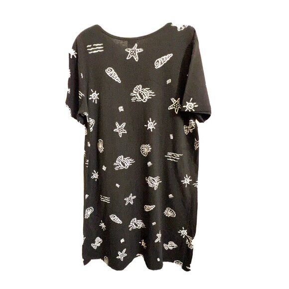 Vintage 90s VIVA CITY USA Knit Black Nautical Summer Shift Dress Size L Unhemmed - Picture 2 of 12